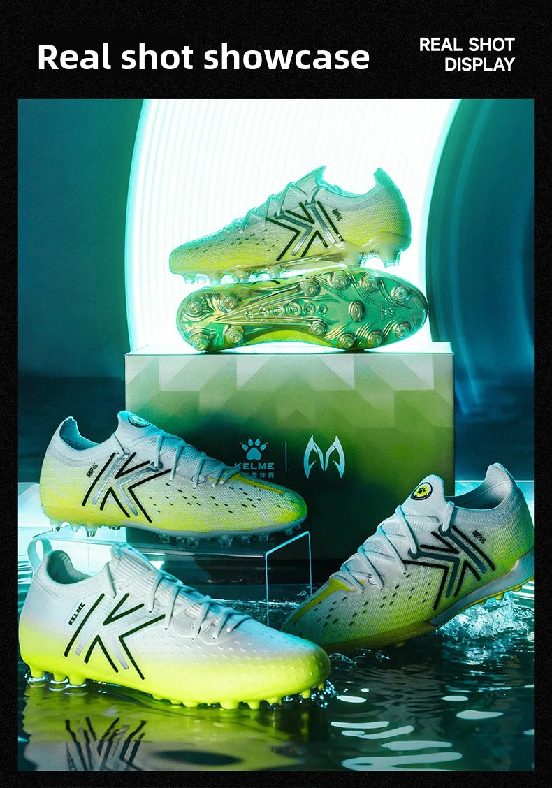 Kelme Men’s MG Soccer Cleats Indoor Short Studs Professional Match Football Boots Slip-Resistant Training Turf Shoes