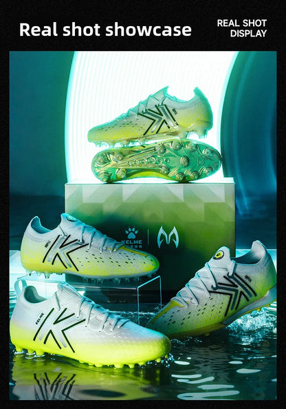 Kelme Men’s MG Soccer Cleats Indoor Short Studs Professional Match Football Boots Slip-Resistant Training Turf Shoes