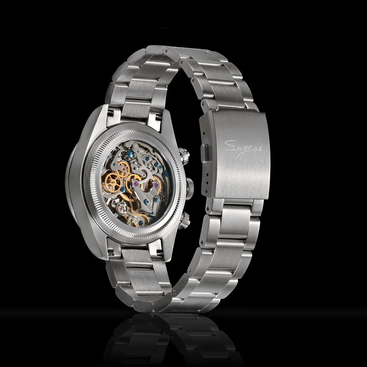 Sugess Chronograph Watch for Mens ST1907 Movement Mechanical Sapphire Crystal Wristwatches Waterproof Pilot Air Force Clock S475