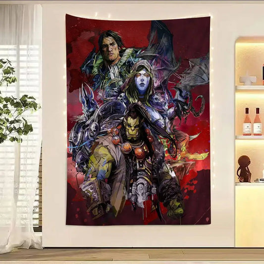 Tapiserie mare de perete imprimată Hot Game World Of Warcraft, tapiserie hippie ieftină pentru perete, tapiserii boeme de perete Mandala, decor pentru casă