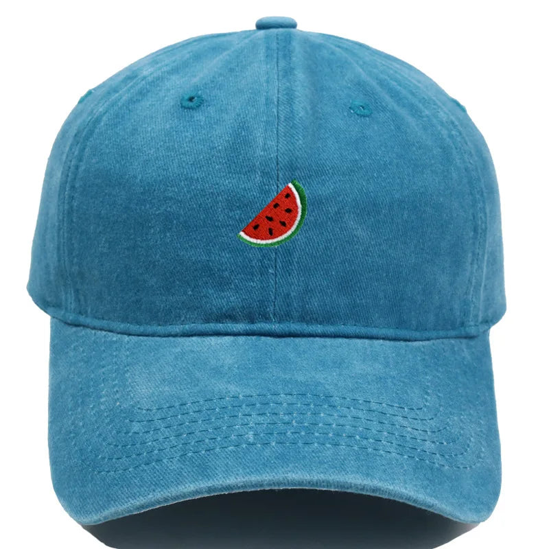 Printed Watermelon Baseball Cap Men's Washed Soft Top Retro Dad Hats Women's Casual Versatile Fashion Trend Duck Tongue Caps