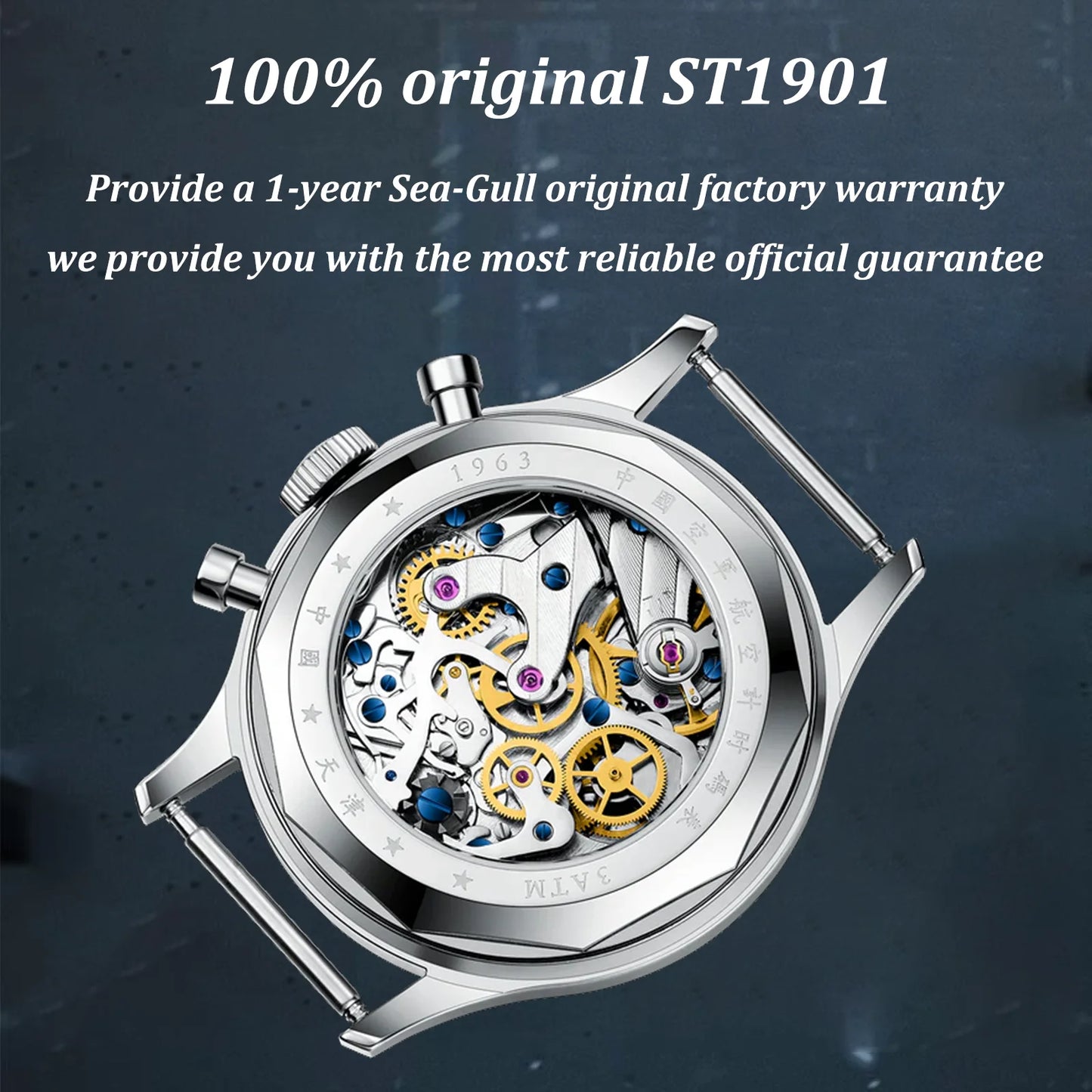 Seagull 1963 International Edition Orologio Meccanico da Uomo da Pilota ST1901 Cronografo Retrò da Polso Aviazione Air Force Nuovo