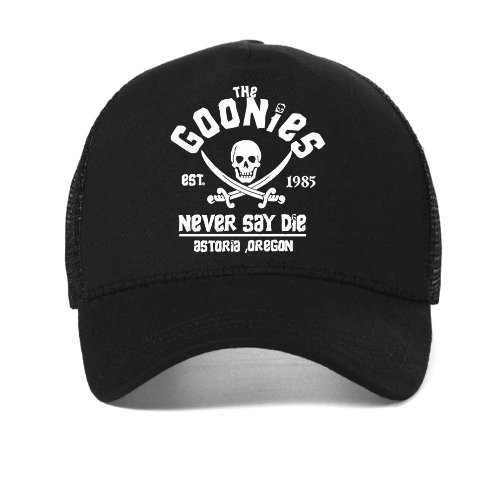 The Goonies Est 1985 Never Say Die Men's Baseball Cap Summer Mesh Snapback Hat Fashion Outdoor Casual Breathable Sun Hats