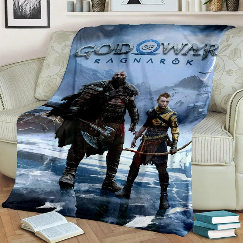 3D God of War Games Gamer Kratos HD Blanket,Soft Throw Blanket for Home Bedroom Bed Sofa Picnic Travel Office Cover Blanket Kids