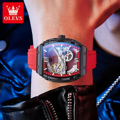 OLEVS 6779 Men's Watch Skeleton Mechanical Watch Fashion Business Sport Waterproof Luminous Silicone Strap Watches For Men