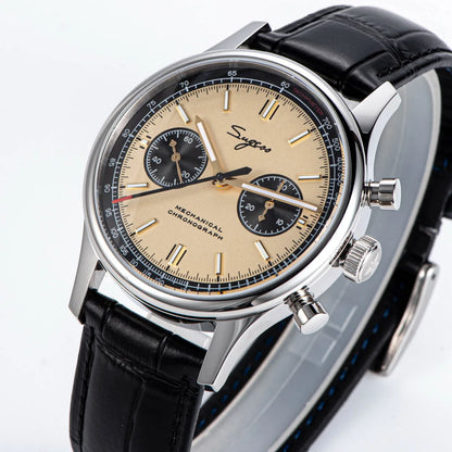 Sugess 1963 Pilot Watch Men Mechanical Chronograph Panda Wristwatch Air Force Sapphire Waterproof for Seagull Movement ST1901 v3