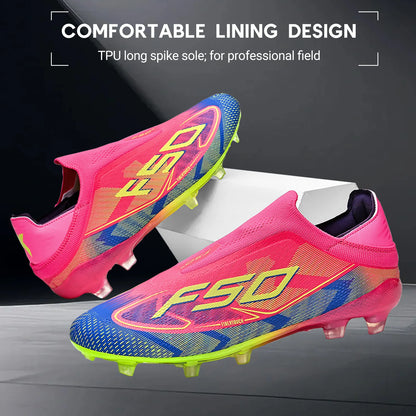 Anti-Slip AG/FG Soccer Boots, TPU Shock Absorption Sole, Durable PU Fabric Upper, Teen Boys and Girls Professional Field Sneakers
