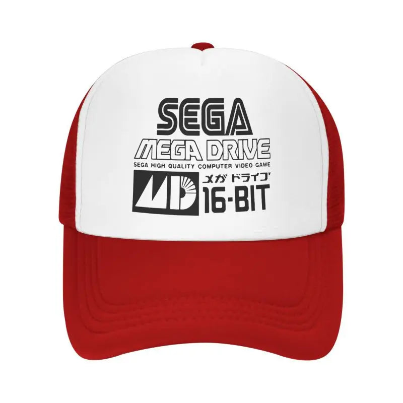 Gorra de béisbol de malla Sega Mega Drive unisex, estilo hip-hop, snapback, transpirable para verano, con visera solar, tipo trucker y ajuste regulable