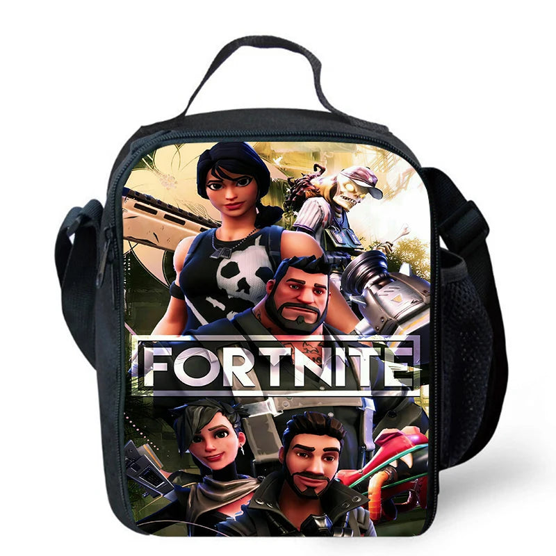 Cute Cartoon Lunch Bag Insulated Thermal Food Container Leakproof Reusable Fortnite Lunch Cooler Bag for Kids Students