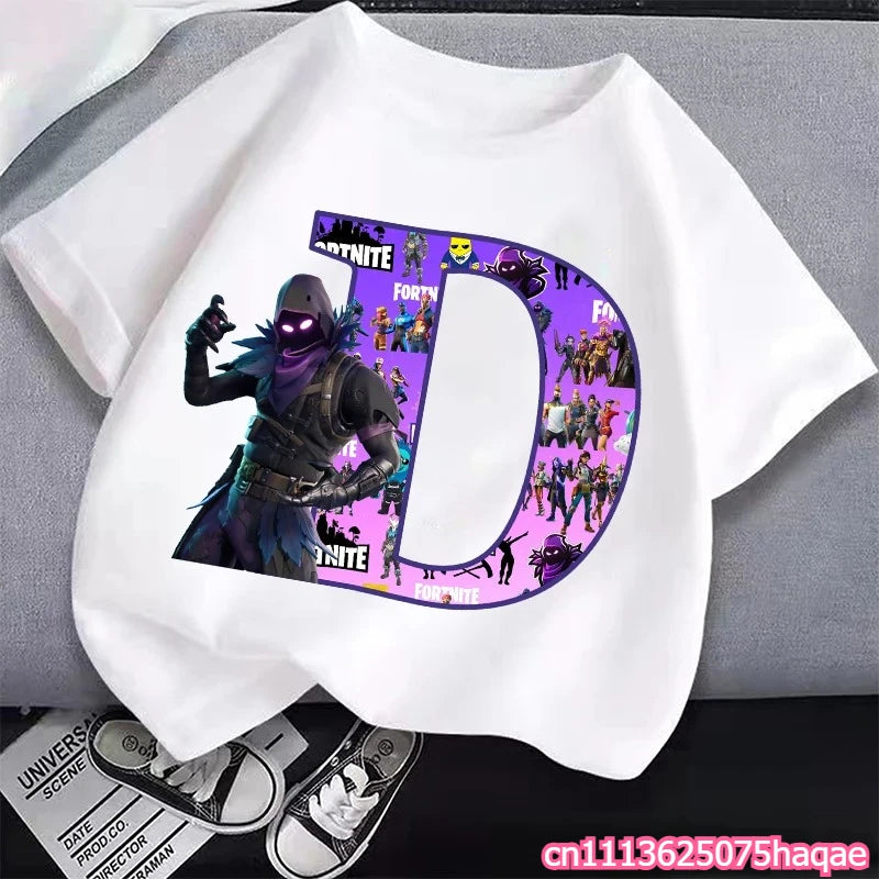 New Fortnites Kids T-shirts Cartoon Letter Graphic T-shirts Boys Girls Summer Casual Sports Short Sleeves Tops Children Clothing