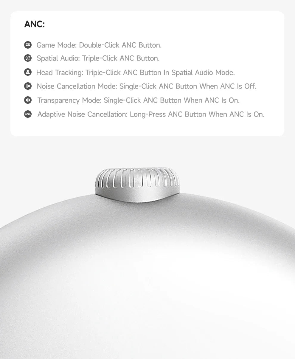 Auriculares inalámbricos Picun F8MAX ANC con cancelación activa de ruido híbrida de 59dB, audio espacial, Bluetooth 6.0, diseño over-ear y hasta 180H