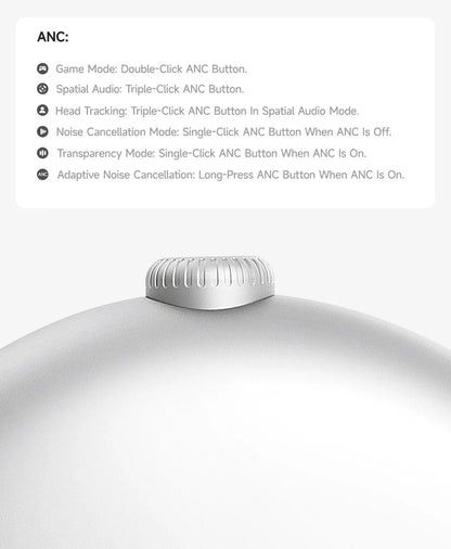 Auriculares inalámbricos Picun F8MAX ANC con cancelación activa de ruido híbrida de 59dB, audio espacial, Bluetooth 6.0, diseño over-ear y hasta 180H