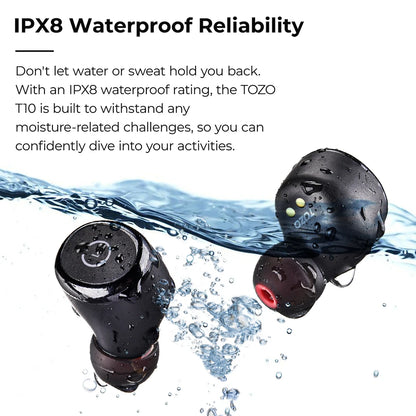 TOZO T10 Bluetooth 5.3 Earphones ,Wireless Headphones , AI Enhanced Calling With Deep Bass, IPX8 Waterproof Earbuds ,45H Play