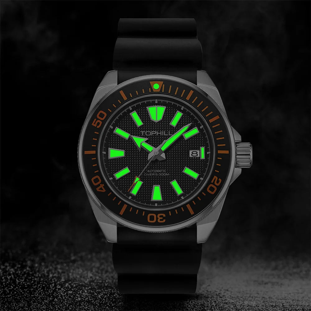 TOPHILL 43.5mm Professional Dive Watch Automatic NH35 Movement Sapphire 300M Waterproof Super Luminous Diving Men's Wristwatches