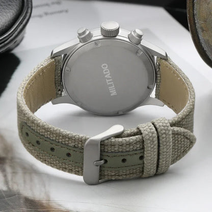 Relógio cronógrafo de quartzo Militado VK61 VK67 39mm, caixa em aço inoxidável 316L, 3 mostradores, impermeável 100M, relógio militar multifunções