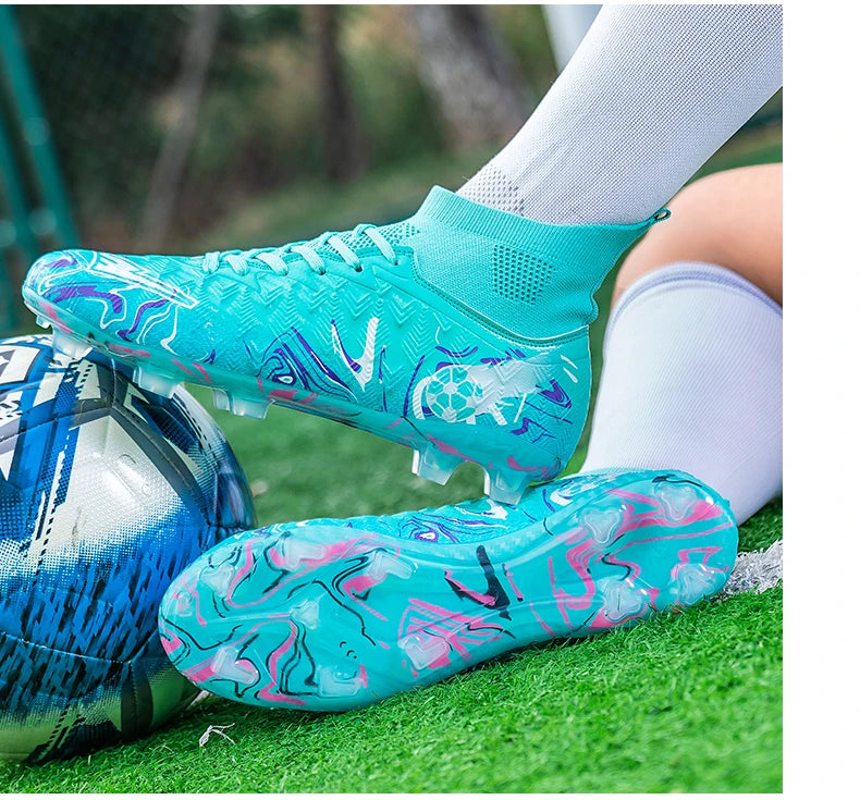 Chuteiras de Futebol de Cano Alto para Homem, para Relva Sintética, Respirantes e Antiderrapantes, Ténis de Treino e Jogo para Desporto ao Ar Livre, Chuteiras de Futebol FG