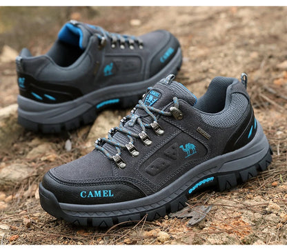 Classic Black Men's Hiking Shoes Outdoor Low-Cut Climbing Walking Shoes Trekking Sneakers Non-Slip Mountaineering Shoes for Men