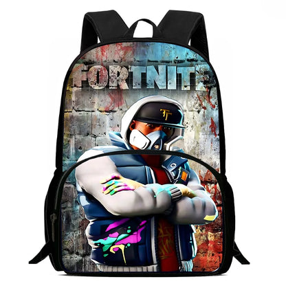 Mochilas Infantis com Design de Jogo Popular, Saco de Almoço e Estojo, Mochilas Escolares de Grande Capacidade para Alunos, Rapaz e Rapariga, Melhor Presente F-FortniteS