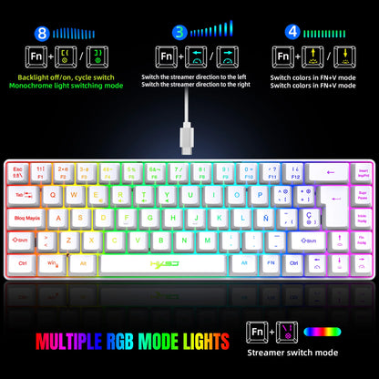 Offerta imperdibile! Tastiera gaming cablata spagnola a 69 tasti con retroilluminazione RGB, design compatto 68%, un accessorio indispensabile per professionisti e gamer