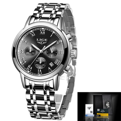 LIGE New Fashion Luxury Women Watch Waterproof Quartz Ladies Watches Business Steel Band Casual Bracelet Date Clock Wristwatches