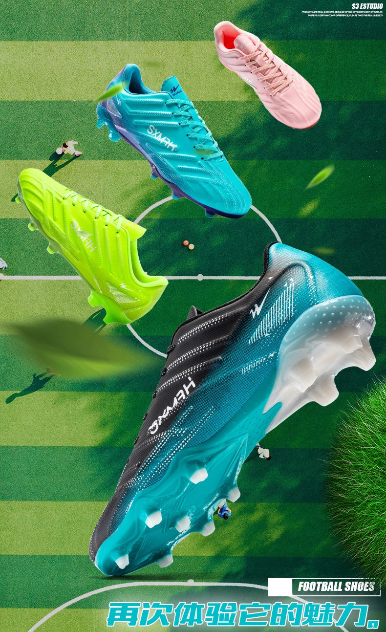 Double Star Adult Youth AG Soccer Cleats Non-Slip Durable Artificial and Natural Grass Football Shoes for Training and Matches Men Women
