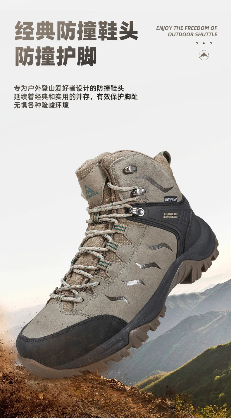 HUMTTO Hiking Shoes Men's Waterproof Hunting Boots Tactical Desert Combat Ankle Trekking Boots Male Women Warm Leather Sneakers