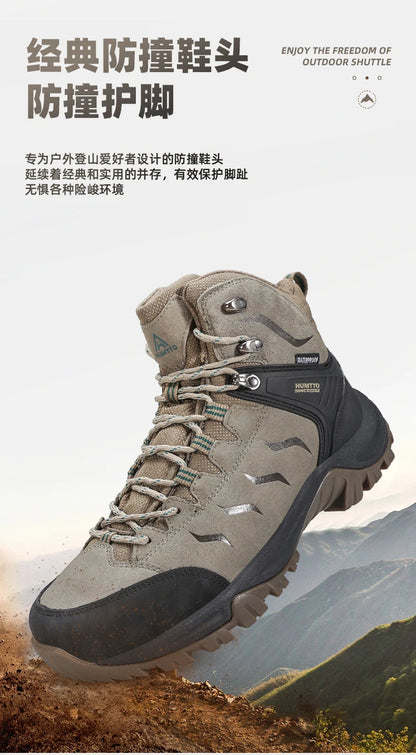 HUMTTO Hiking Shoes Men's Waterproof Hunting Boots Tactical Desert Combat Ankle Trekking Boots Male Women Warm Leather Sneakers