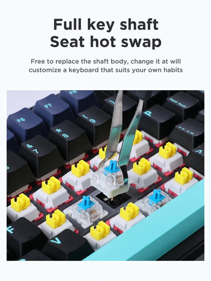 AULA F87Pro Mechanical Keyboard 2.4g/USB/Bluetooth Tri Mode Wireless 87 Key 5 Layer Silencing Filling Suitable For Gaming + Typing