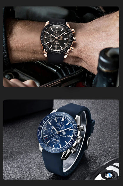 Reloj para hombre BENYAR 5140, reloj deportivo informal, reloj de cuarzo de lujo resistente al agua, cronógrafo militar de marca de alta gama.