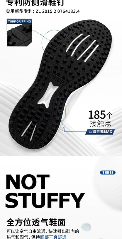 PGM Golf Men’s Sports Sneakers Super Soft Popcorn Midsole Knob Lace Anti-Slip Breathable Golf Shoes