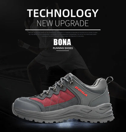 BONA 2023 New Designer Hiking Shoes Trekking Sneakers Men Walking Fishing Camping Jogging Shoes