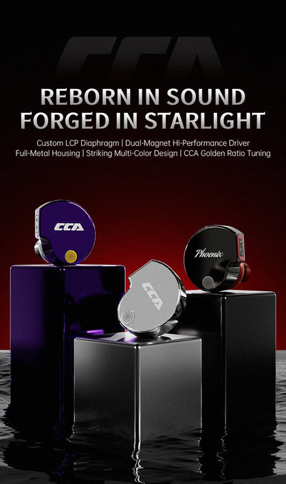 CCA Phoenix HiFi Wired Earphones Metal Alloy In-Ear Headphones with 10mm Dual Magnetic Dynamic Driver for Gaming & Music