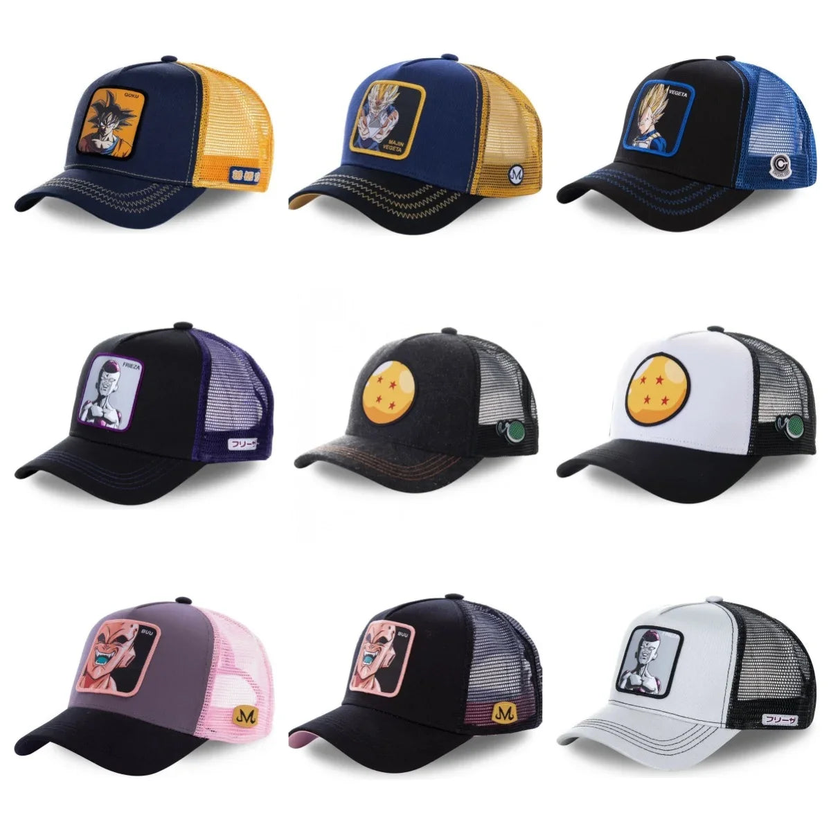 Boné de Basebol Dragon Ball Son Goku para Homem, com Bordado, Pala de Sol, Rede Trucker Ajustável, Estilo Hip-Hop para Viagens de Verão