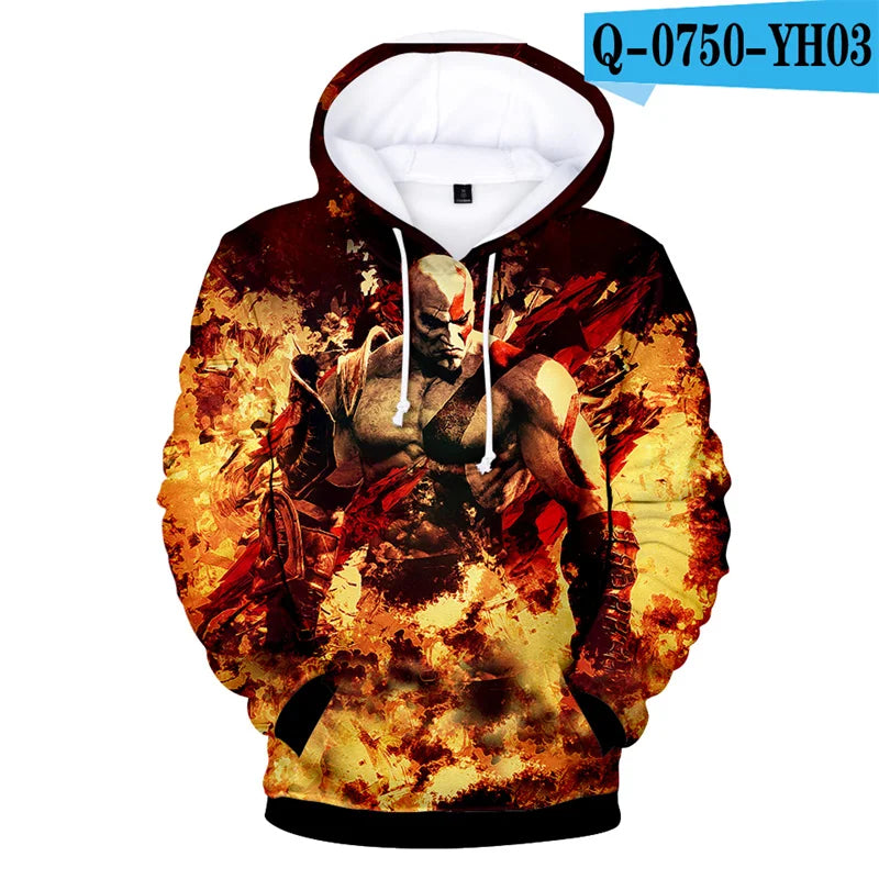 3D pop game God Of War printing Hoodies for men Kratos graphic hooded hoody kid fashion cool hip hop pullovers harajuku clothing