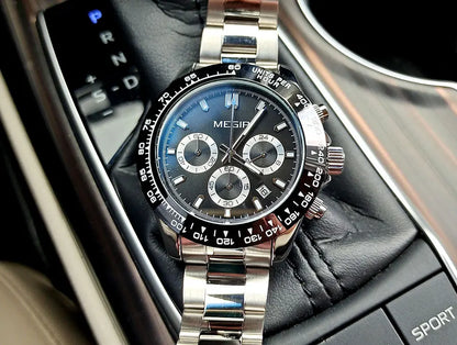 Reloj de hombre MEGIR, marca de lujo, reloj deportivo de cuarzo, correa de acero inoxidable, resistente al agua, cronógrafo, reloj de pulsera