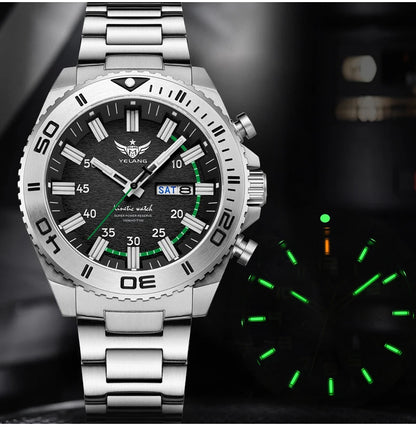 Yelang Watches V1035 44mm Men's Diving Watch Human Kinetic Energy Watch 100m Waterproof Watches Luminous Japan PX83 Sapphire