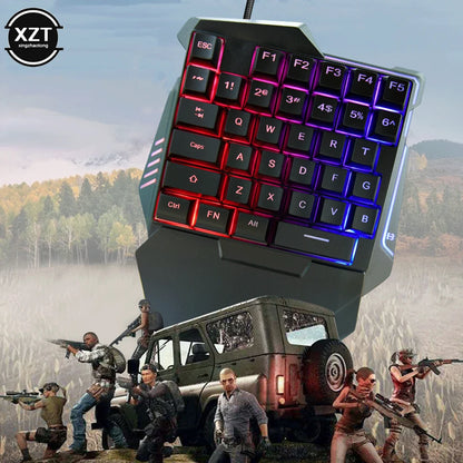 USB One-Handed Gaming Keyboard Mechanical Feel Portable 35 Keys Mini Wired Keyboard Ergonomic Gaming Keyboard