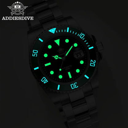 Relógio automático de luxo para homem ADDIESDIVE 8215, relógio mecânico luminoso BGW9 com vidro de safira, relógio de mergulho analógico para homem AD2503