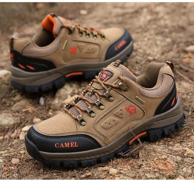 Classic Black Men's Hiking Shoes Outdoor Low-Cut Climbing Walking Shoes Trekking Sneakers Non-Slip Mountaineering Shoes for Men