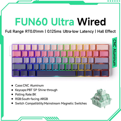 Akko MonsGeek FUN60 Ultra Mechanical Gaming Keyboard Magnetic Switch 60% Rapid Trigger 8K HE/TMR Custom Aluminum Keyboard Gamer