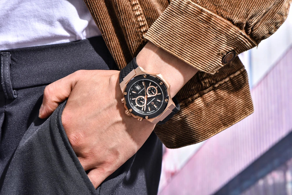 Orologi al quarzo da uomo PAGANI DESIGN – Cronografo sportivo di lusso, impermeabile, dotato di lancette luminescenti e vetro zaffiro con trattamento antiriflesso