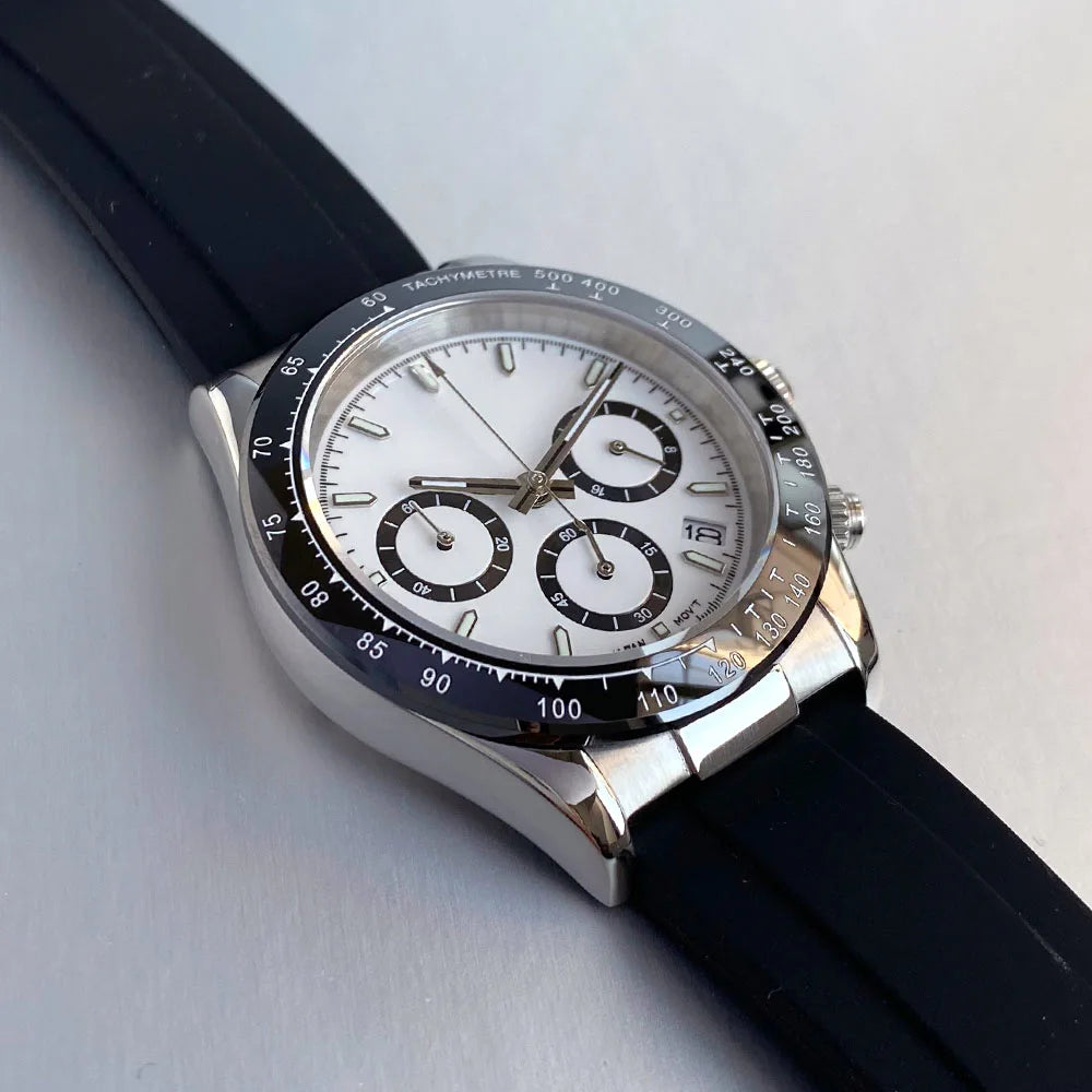 Orologio da uomo Luxury VK63 con movimento al quarzo, cronografo business 39mm in acciaio/oro rosa, datario e quadrante luminoso