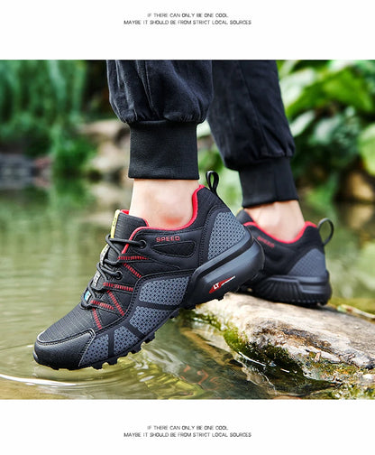 Sapatos de Caminhada para Homem Todo-o-Terreno, Calçado Desportivo Outdoor em Malha Respirável, Antiderrapante e Resistente ao Desgaste, Sapatos de Caminhada e Ciclismo Outdoor