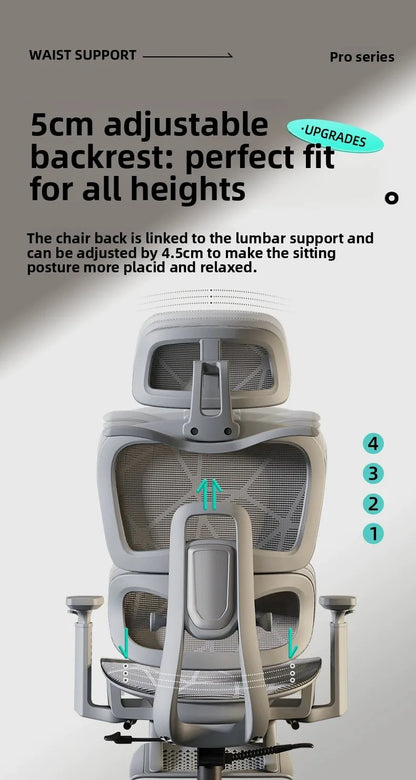 Ergonomic Office Computer Chair with Lumbar Support, Reclining Gaming Chair, Breathable Mesh Desk Chair, Adjustable Swivel Executive Chair for Long Sitting