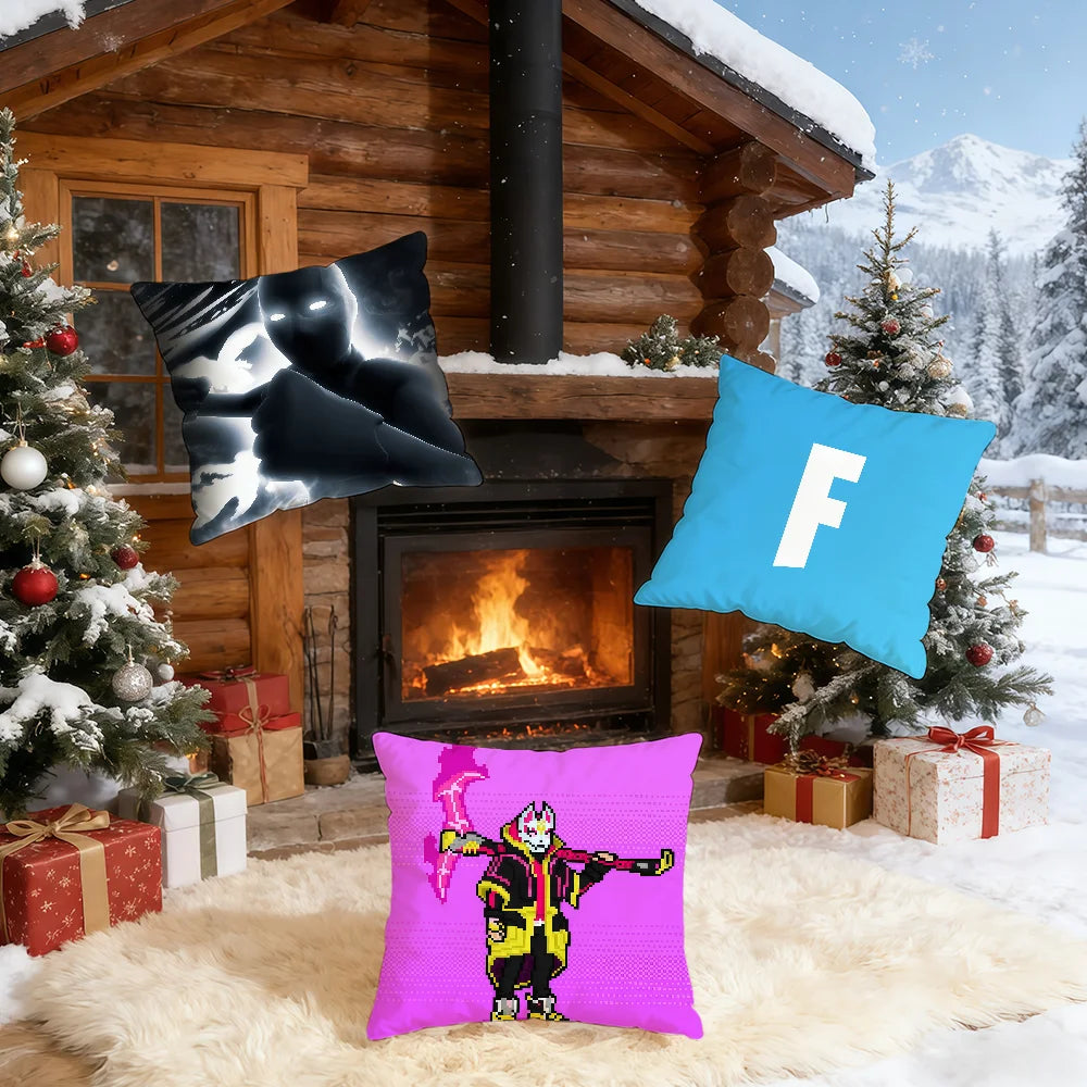 F-FORTNITE-ES Capa de almofada gaming para casa e escritório, presente de aniversário, macia e suave para a pele