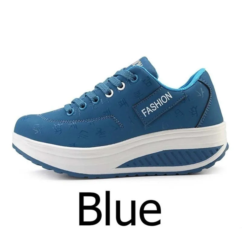 Zapatillas casuales de mujer para exterior con suela gruesa, plataforma de moda, talla grande 42, suela plana, para caminar, deporte, caminatas y running