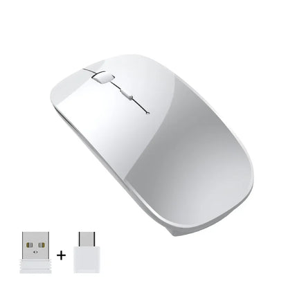 New Charging Type-C Wireless Mouse + USB Dual Receiver, Mute Ergonomic Design, 1000/1200/1600 Three-Speed DPI