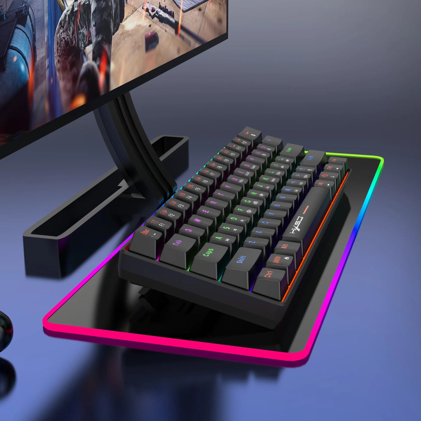 Mechanical Keyboard 61 Keys Colorful Wired USB Keyboards Gamer Gaming 60% Backlit Computer Key Board PC Teclado Ergonomic Office