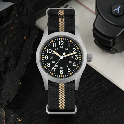 Militado ML05 38mm Military Watch Miyota 2035 Movement Domed Sapphire Crystal C3 Green Luminous 10Bar Waterproof Vintage Watches