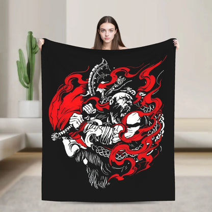 God of War Games Kratos Cartoon  Blanket  Warm Soft Pattern Plush Throw Blanket For Couch Chair Sofa Bed Bedspread Bed Cover